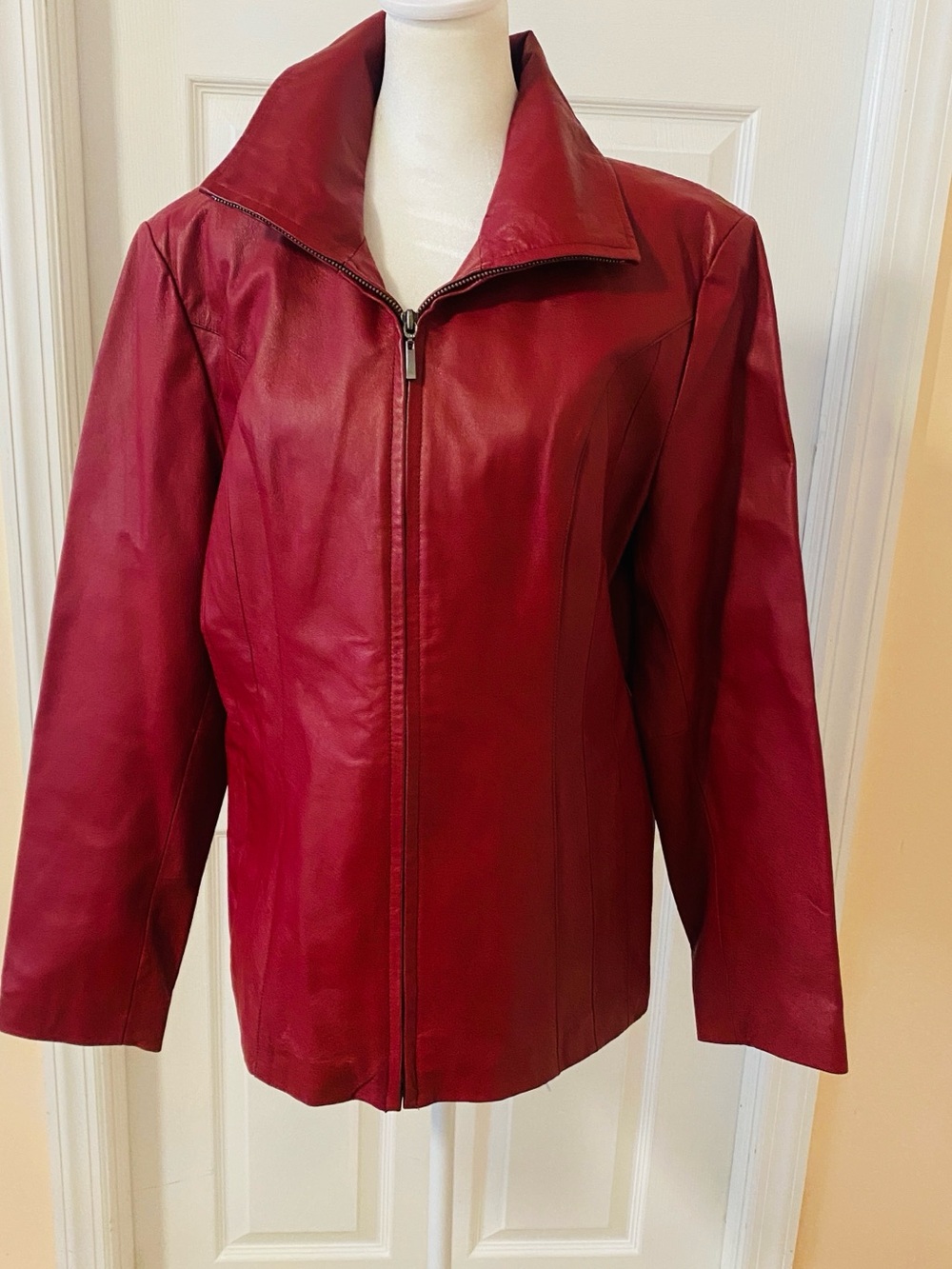 Genuine leather ladies y2k style minimalist jacket size large